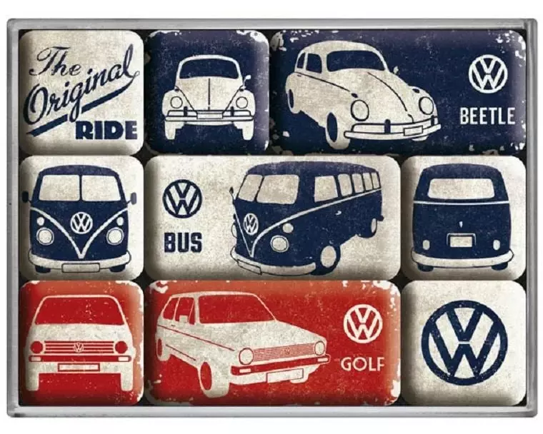 Nostalgic Art Magnet-Set VW The Original 9 Stück, Mehrfarbig