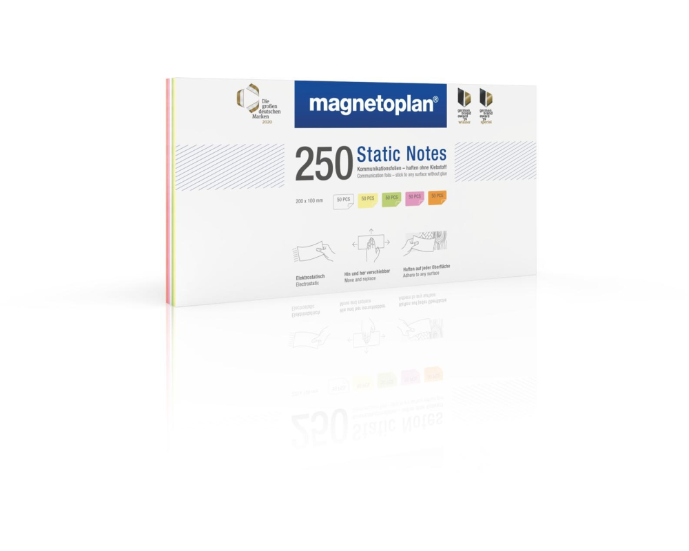 MAGNETOPLAN Static Notes 200x100mm 11250210 ass. 250 Stück