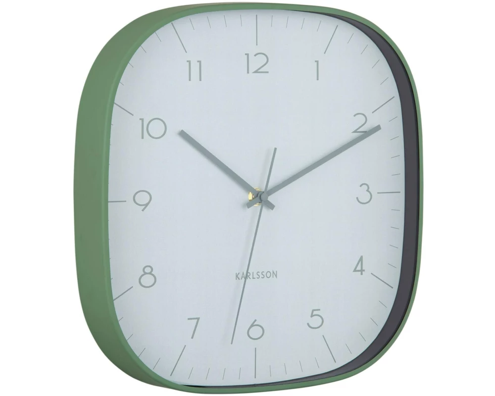 KARLSSON Wanduhr Grato Cuadrado 29 x 29 cm, Graue Jade/Dschungelgrün