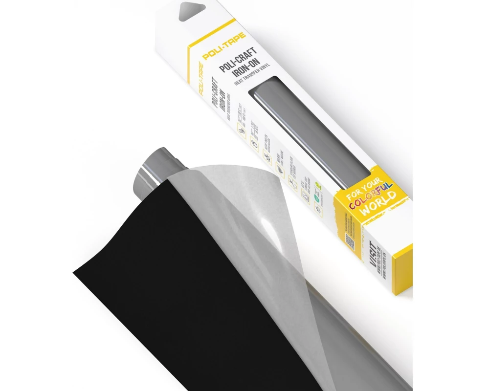 Poli-Tape Aufbügelfolie Tubitherm Flock, 30.5 x 61 cm, Schwarz matt