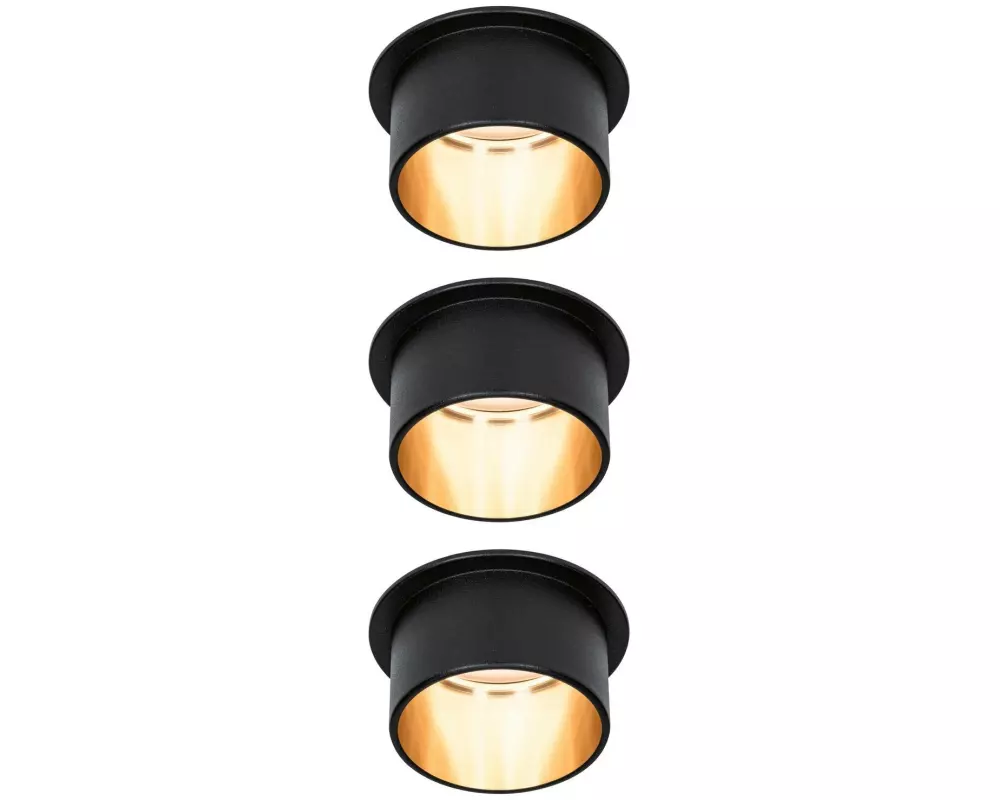 Paulmann Einbauspot LED Gil Coin Set, 3 x 6W, 2700K, Schwarz/Gold
