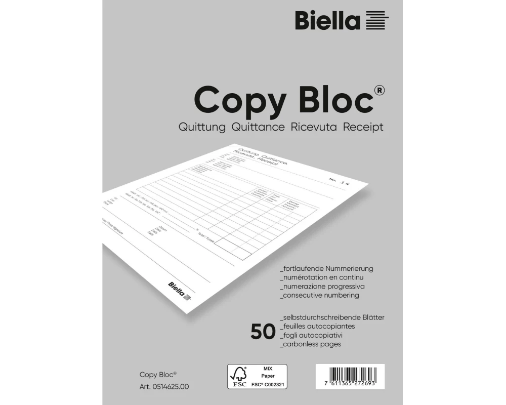 Biella Durchschreibebuch Copy-Bloc A6, Quittung