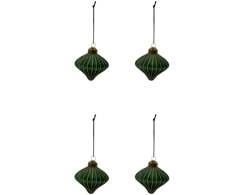 House Doctor Weihnachtskugel Spin Ø 8 cm, 4 Stück Grün