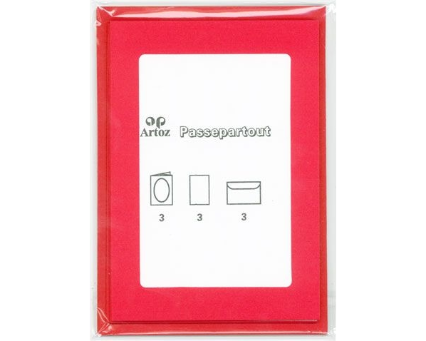 ARTOZ Papier 1001 Passepartout A6 11012517 100/220g, rot 3 Blatt