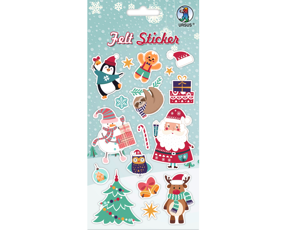 URSUS Filz Sticker Xmas 1-5.5cm 59550006 1 Blatt/17 Sticker
