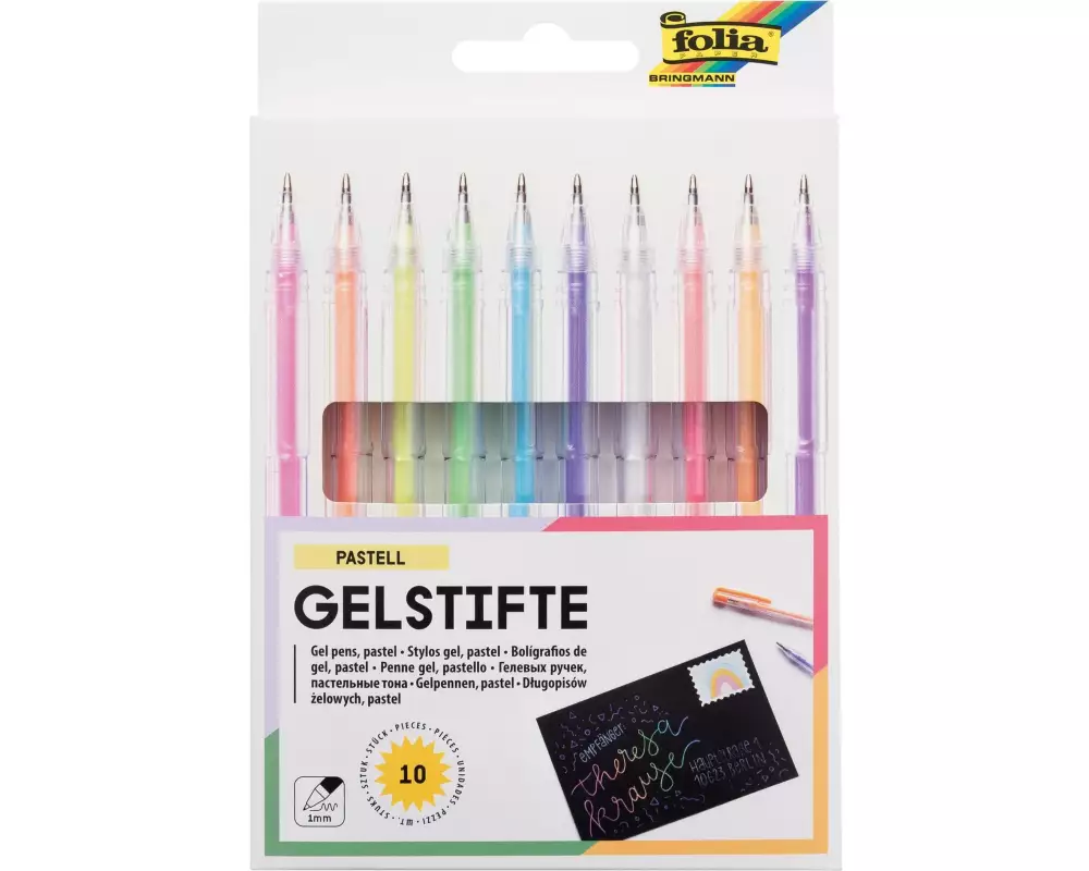 Folia Gelschreiber Black Style Pastell 10 Stifte