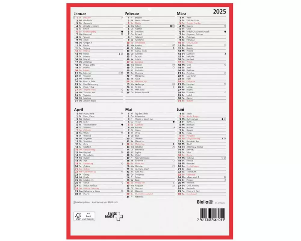 Biella Tafelkalender A4 2025