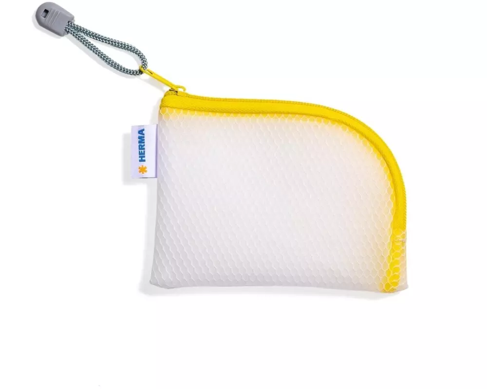 HERMA Etui Mesh Bag A7, 7.4 x 10.5 cm, Gelb/Weiss