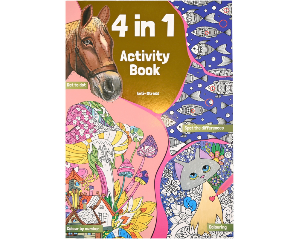 ROOST Aktivitäten-Malbuch A4 B19295 4 in 1