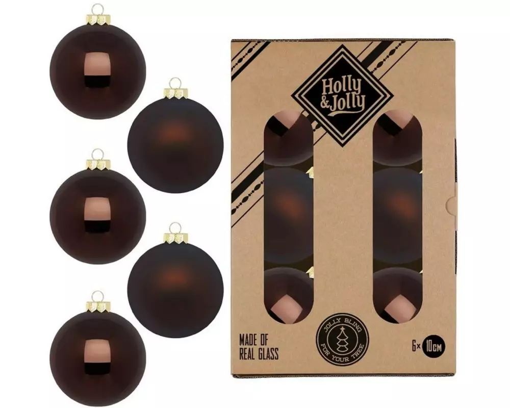Holly & Jolly Weihnachtskugel Choccy Mocha Ø 10 cm, 6 Stück