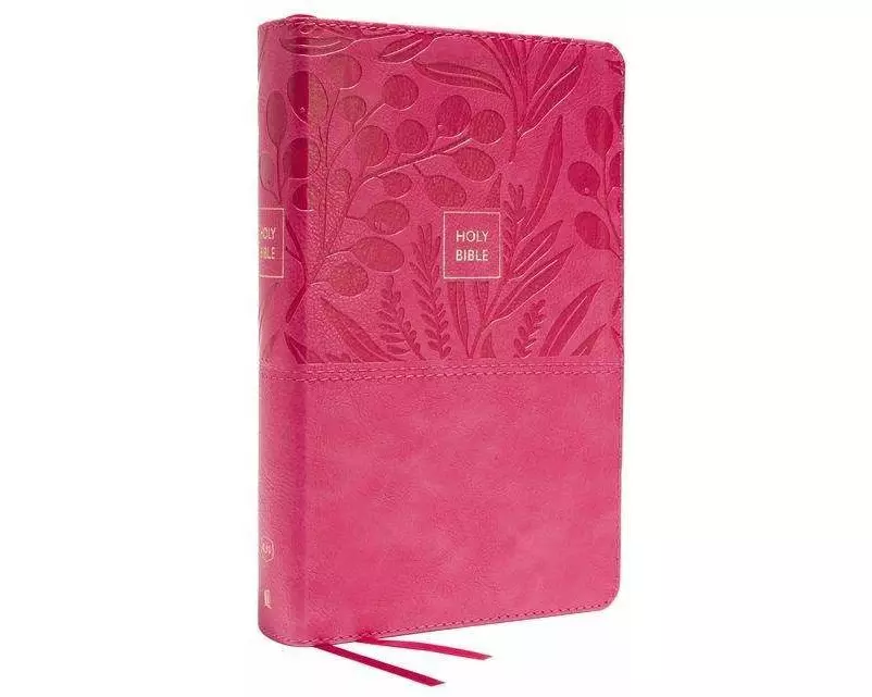 KJV Holy Bible: Large Print Single-Column with 43,000 End-of-Verse Cross References, Pink Leathersoft, Personal Size, Red Letter, Comfort Print: King