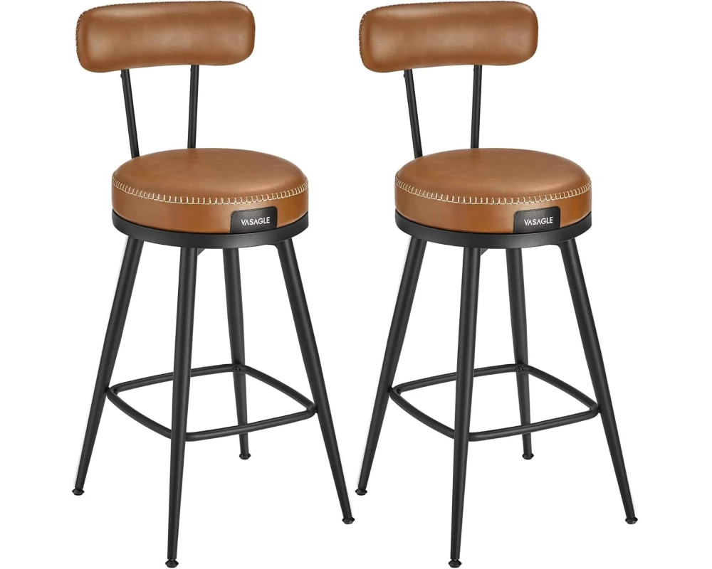 VASAGLE Barhocker 2er Set 54 x 90.5 cm, Braun/Schwarz