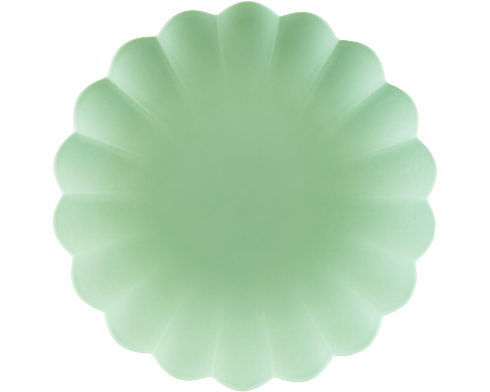 PARTYDECO Teller Rüsche 22cm TPL1-109 hellgrün 4 Stück