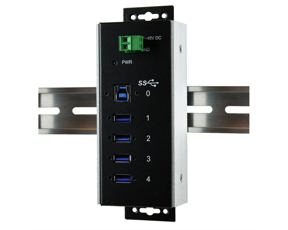 EXSYS EX-1185HMVS-WT USB3.0 Metall Hub 4 Ports Din Rail Temperaturber. -40°C bis 85°C