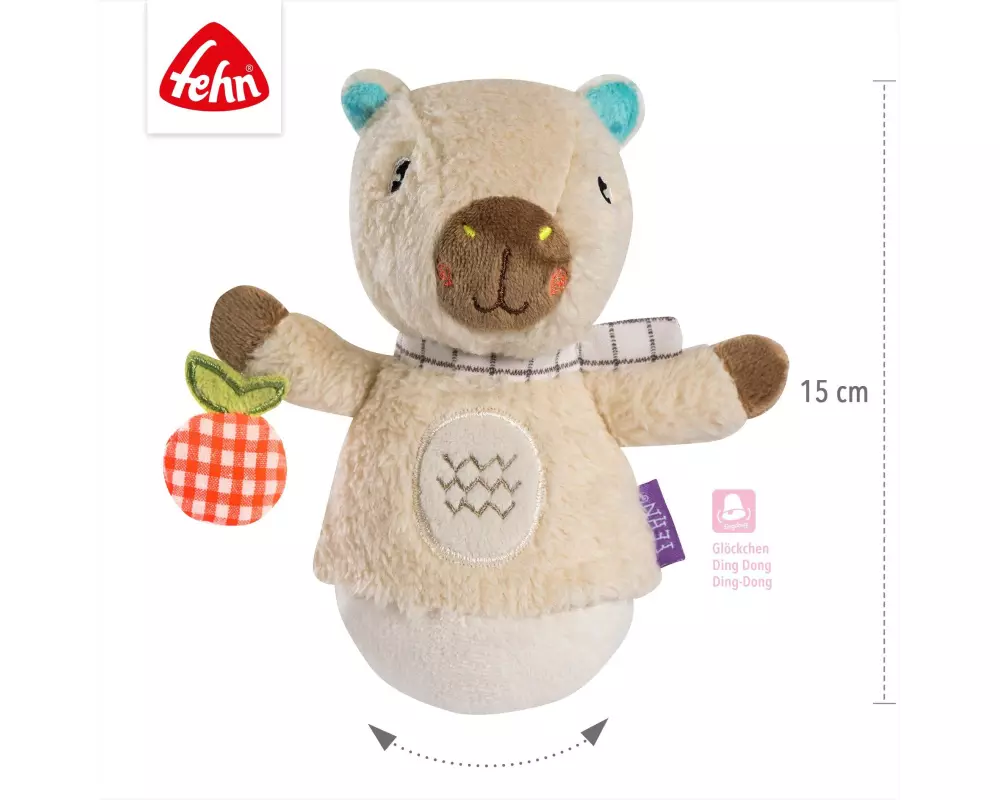 fehn Mini-Stehauf Capybara, Plüsch / Velours, Beige, 15 cm