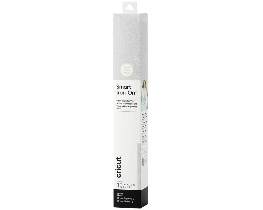 Cricut Aufbügelfolie Smart Glitter 33 x 91 cm, 1 Stück, Silber