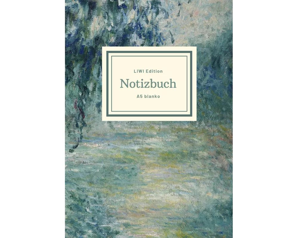 Notizbuch schön gestaltet mit Leseband - A5 Hardcover blanko - 100 Seiten 90g/m² - Motiv "Morgen an der Seine", Monet - FSC Papier
