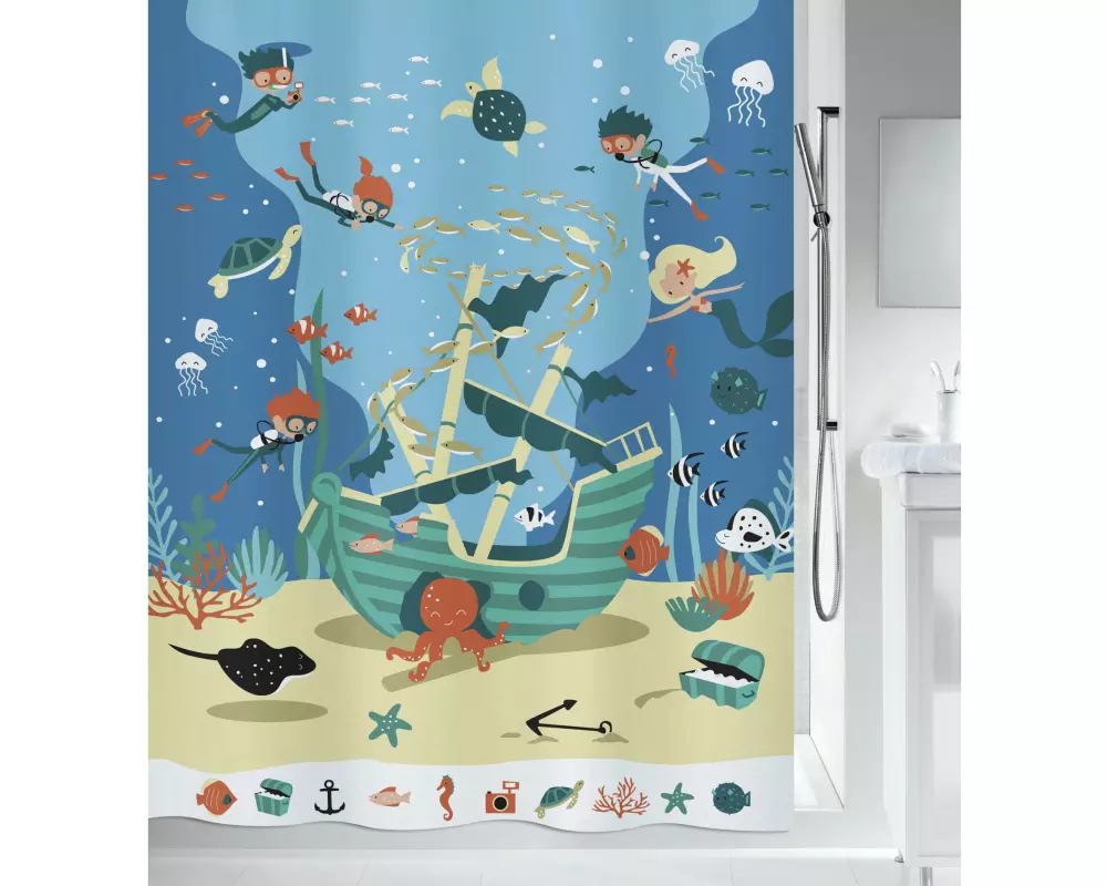 spirella Duschvorhang Pirates 180 x 200 cm Mehrfarbig