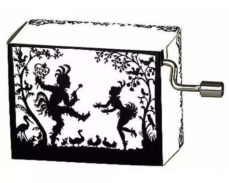 Spieluhr. Art&Music - Scherenschnitt Papageno und P