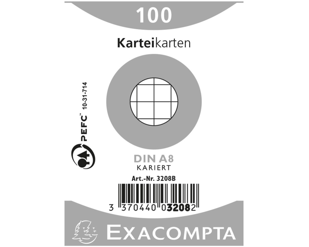 EXACOMPTA Karteikarten kariert 5mm A8 3208B weiss 100 Stück