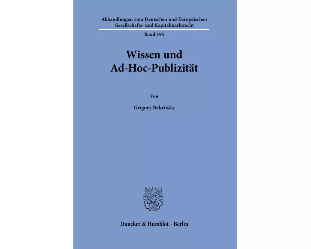 Wissen und Ad-Hoc-Publizität