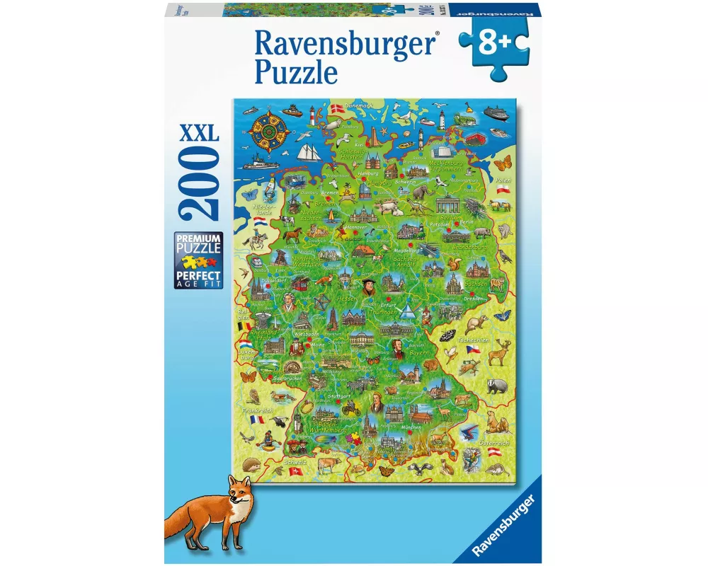 Kinderpuzzle 200 XXL Teile - Bunte Deutschlandkarte