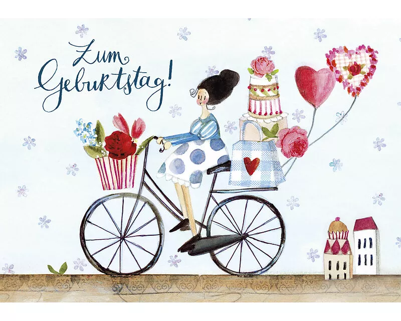 Postkarte. Herzensgrüsse / Fahrrad / Quer