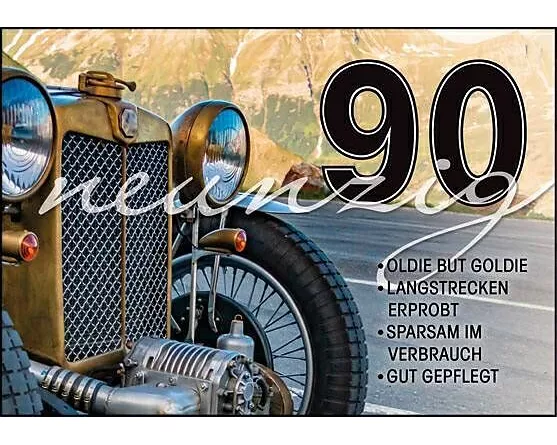 Doppelkarte / 90. Geburtstag (Auto)