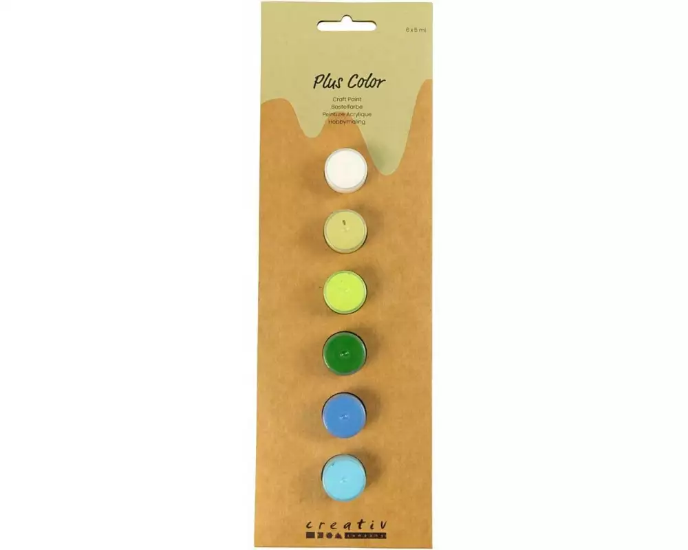 Creativ Company Acrylfarbe Hobbyfarbe Plus Color 6 x 5 ml, Blau-Grün