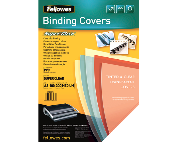 Fellowes Einbanddeckel 200 g/m², 100 Stück, Transparent