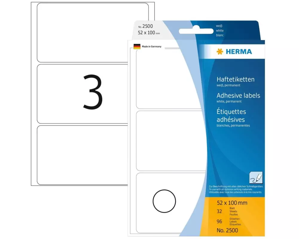 HERMA Universal-Etiketten 52 x 100 mm, 32 Blatt