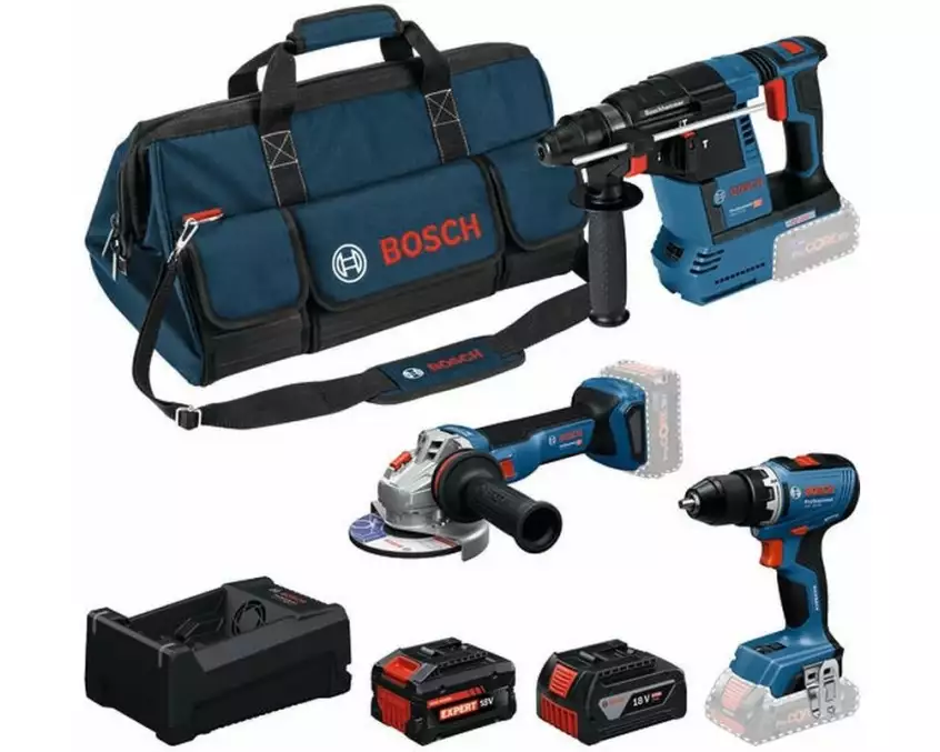 Bosch Professional Akku-Werkzeugset GSR + GWS + GBH + GBA
