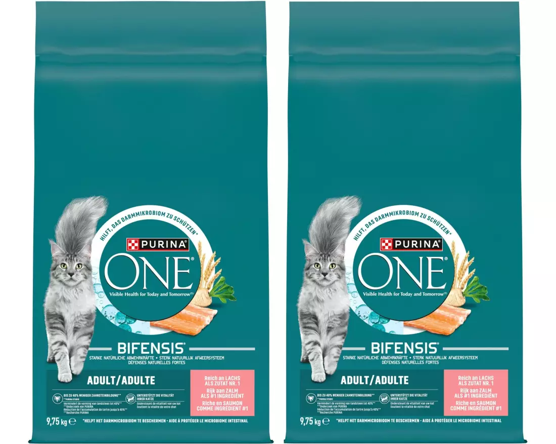 Purina ONE Trockenfutter Adult Lachs und Vollkorn 2 x 9.75 kg