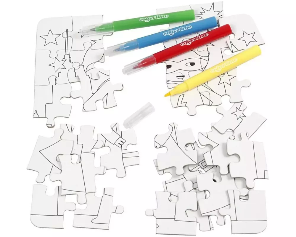 Creativ Company Bastelset Puzzle Superhelden, Weiss, 1 Set