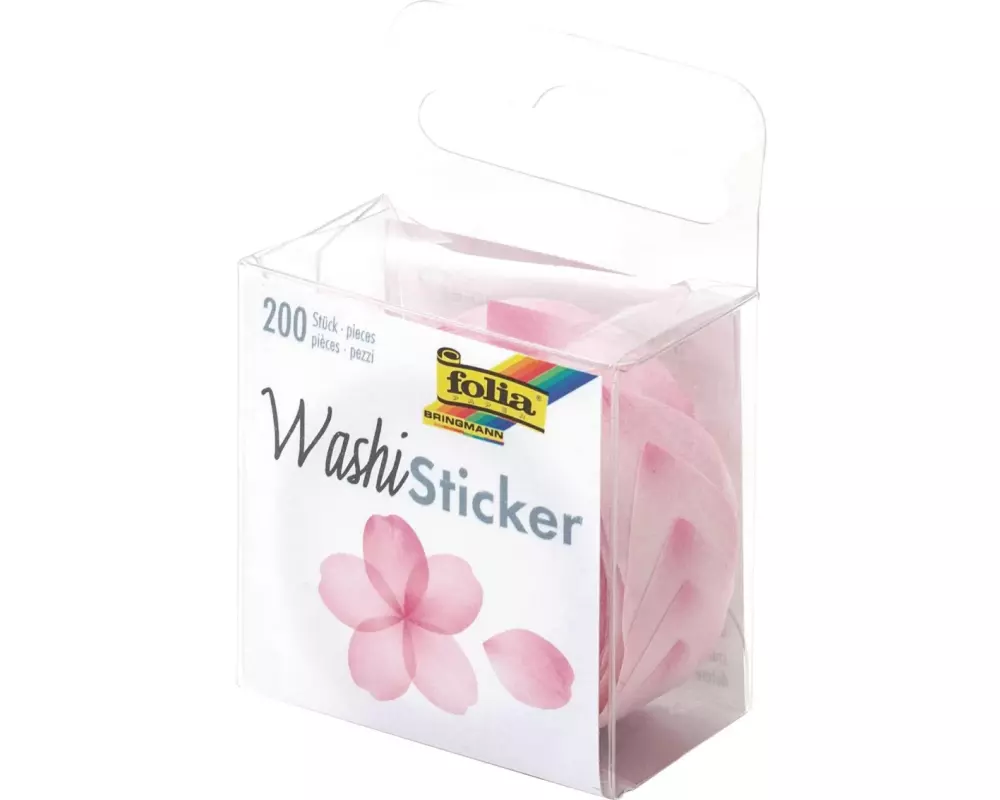 Folia Sticker auf Rolle Washi Blüten, Rosa, 200 Sticker