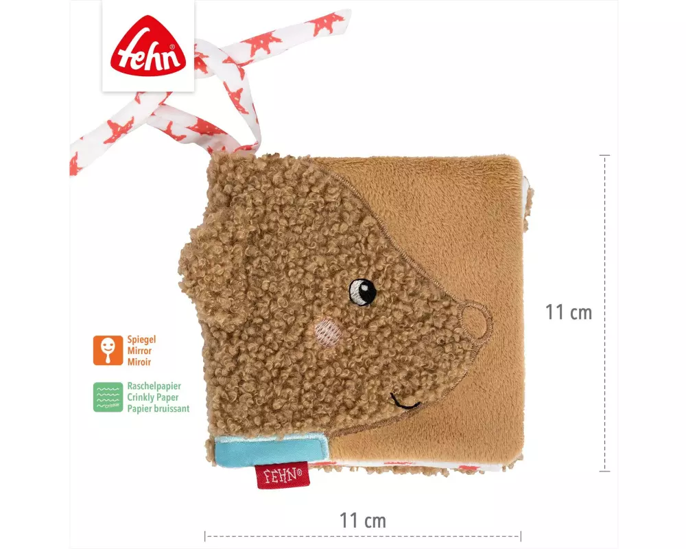 fehn Stoffbuch Bär, Plüsch / Velours, Braun