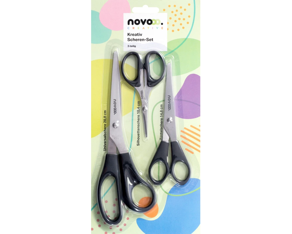 NOVOOO Scheren-Set Kreativ E-131190-Set 3-teilig, 10,4/14,8/20,8 cm
