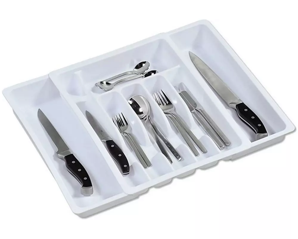 Kesper Besteckkasten Kunststoff Weiss variabel ausziehbar