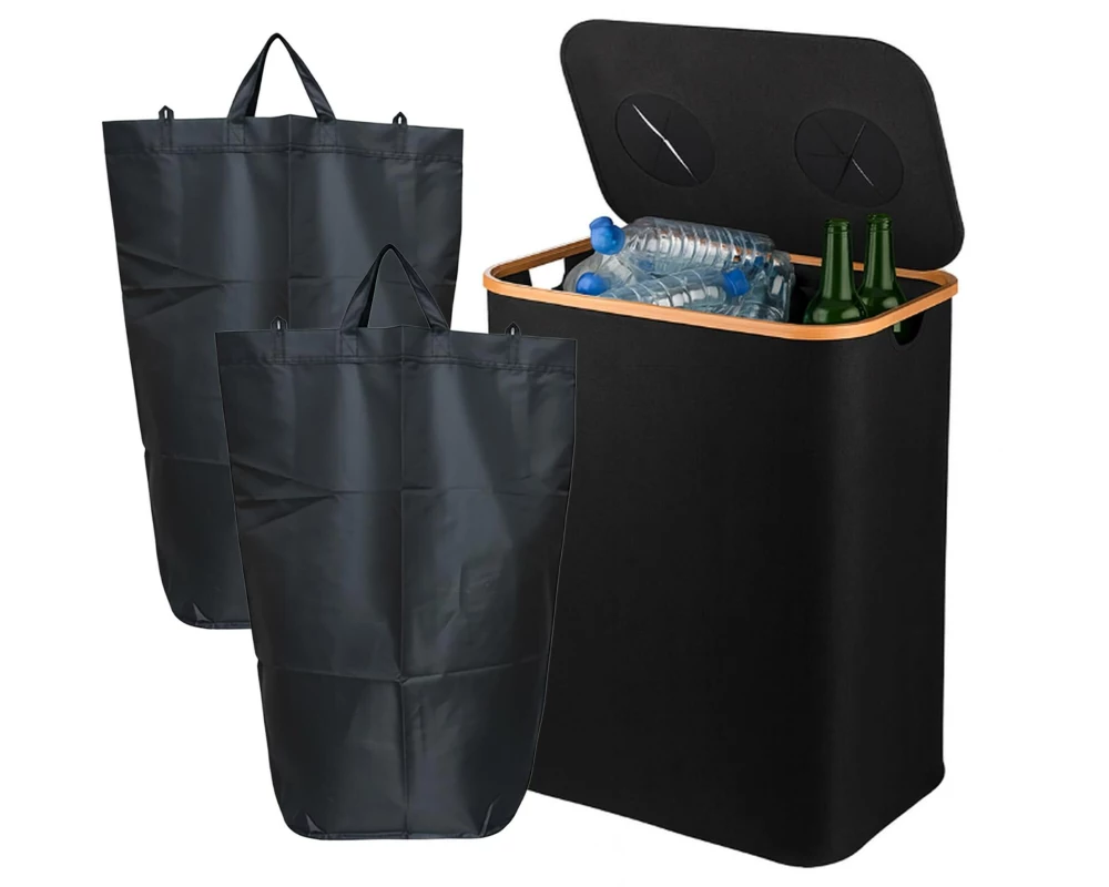 relaxdays Recyclingbehälter 140 L Schwarz