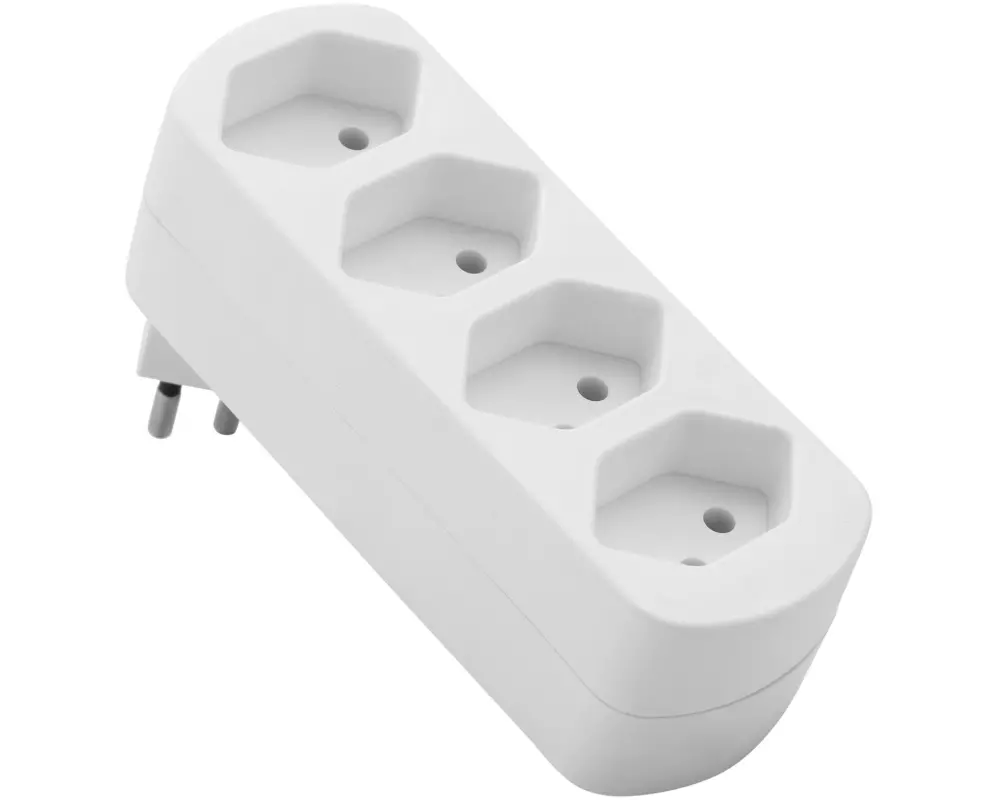 Schönenberger Abzweigstecker MOVE 4xT13 weiss 270° drehbar (offen)