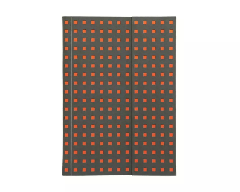 PaperOh Notizbuch Quadro B6, Blanko, Grau mit orangen Quadraten