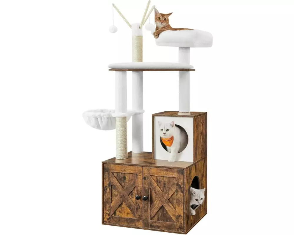 Feandrea Kratzbaum mit Schrank, 58 x 50 x 150 cm