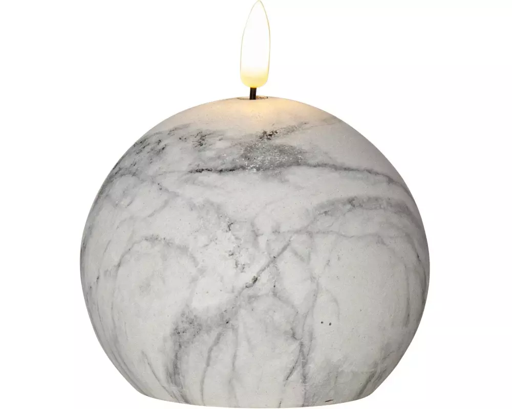 Star Trading LED-Kerze Pillar Flamme Marble, Ø 10 x 12 cm, Grau