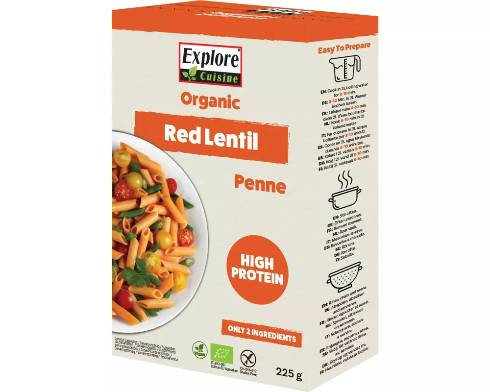 Explore Cuisine Teigwaren Penne aus Roten Linsen 225 g