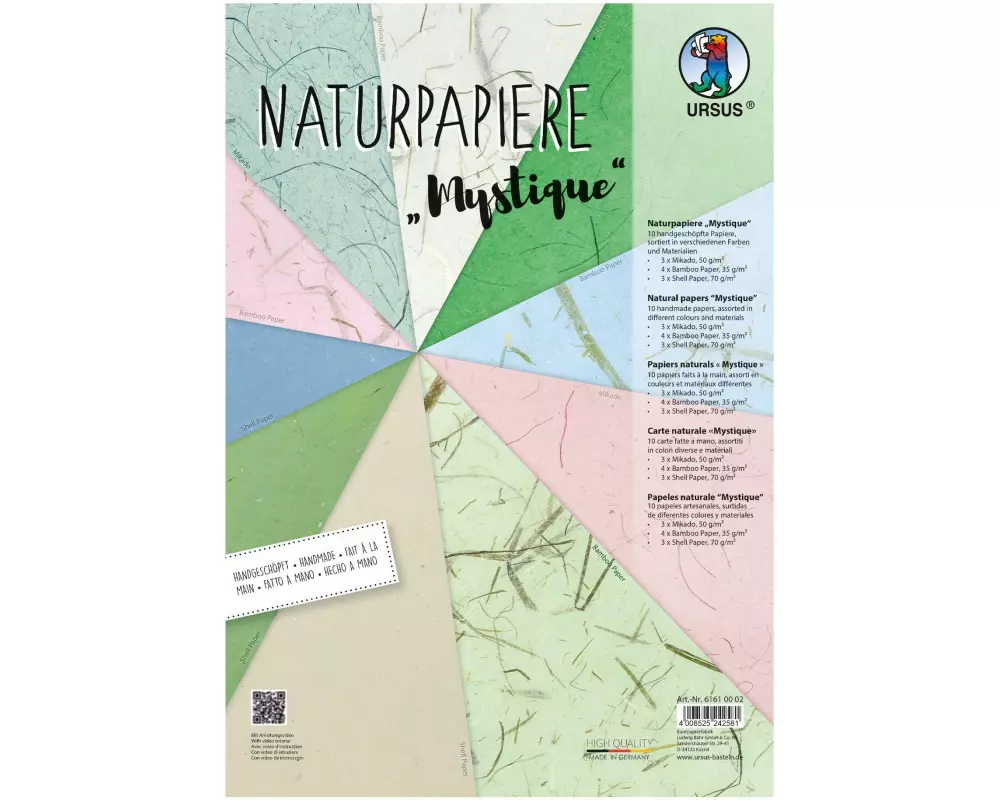 URSUS Bastelpapier Naturpapier Mystique 23 x 33 cm, 70 g/m², 10 Bl