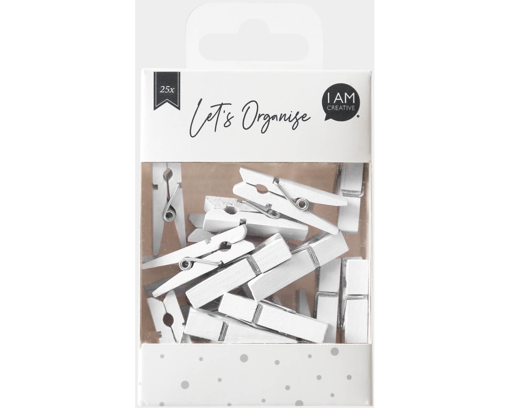 I AM CREATIVE Holzklammern Let`s Organize 4035.19 weiss, 35mm, FSC 25 Stück