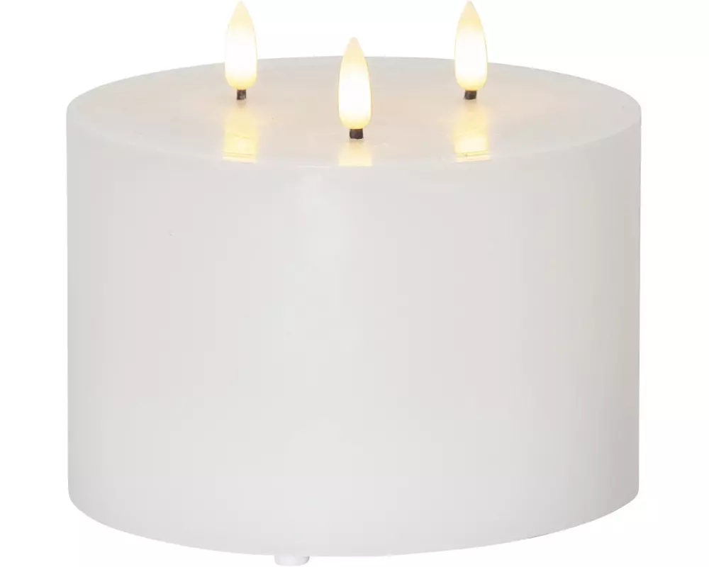 Star Trading LED-Kerze Pillar Flamme Ø 15 x 13 cm, Weiss