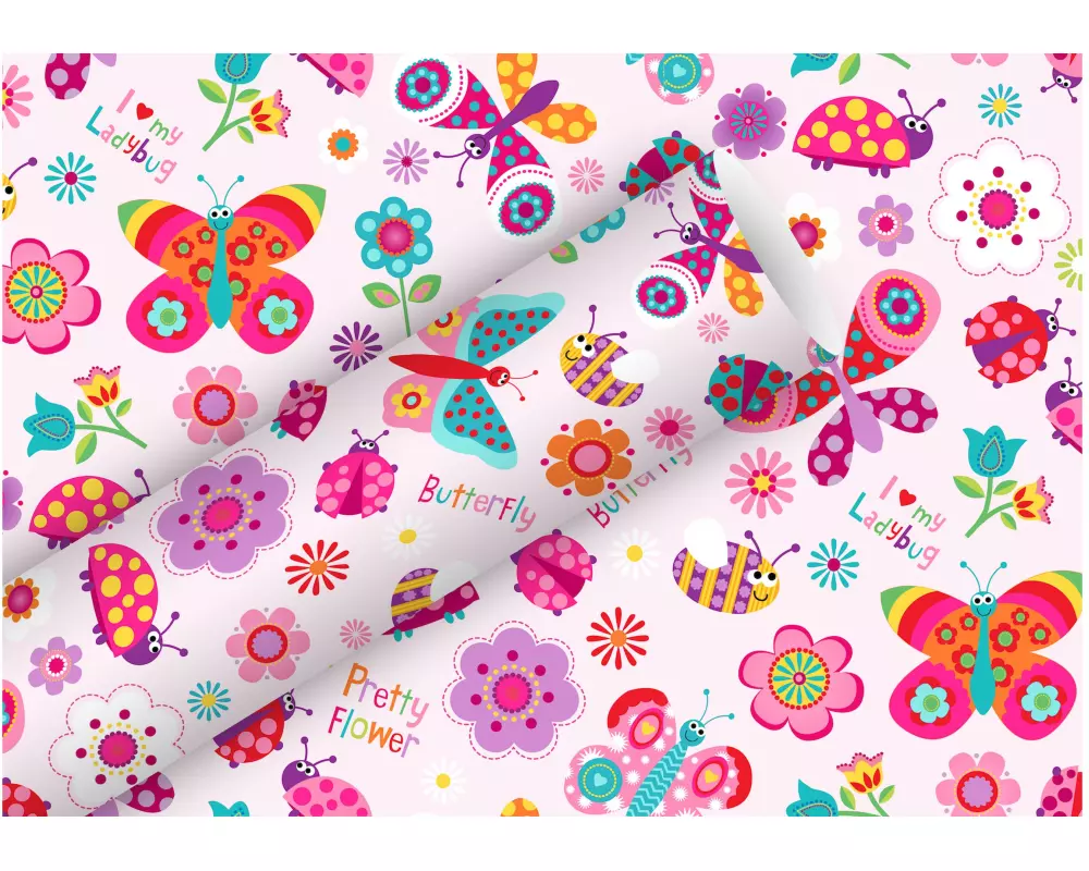 Braun + Company Geschenkpapier Flying Friends 2 m x 70 cm, Mehrfarbig