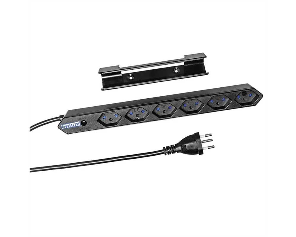 Steffen Steckdosenleiste IQ 6fach, 6xT13, 1.5m, schwarz