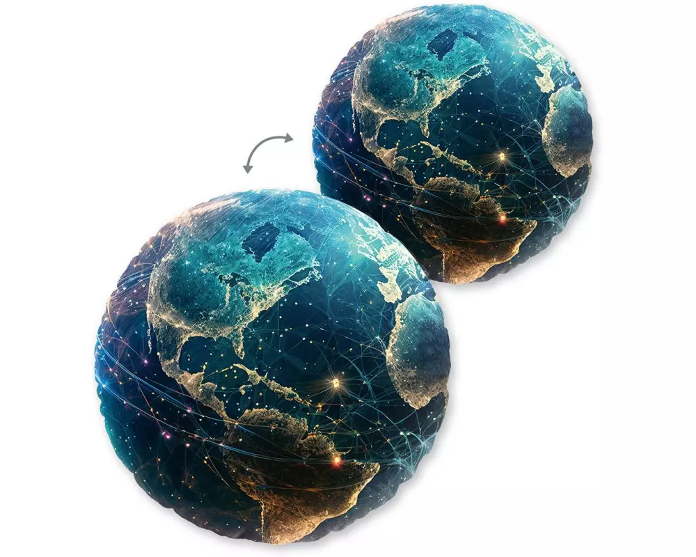 Herding Kissen Weltkugel 50 x 50 cm, Mehrfarbig